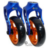 Aluminum Blue Caster Fork Assembly With 4x1 Soft Roll Wheel-Orange Rim