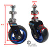 3" x 1.40" Caster Fork Assembly, 3" Blue Rim. Set of 2