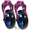 Aluminum Purple Caster Fork Assembly With 4x1 Soft Roll Wheel-Blue Rim