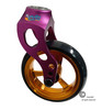 Aluminum Purple Caster Fork Assembly With 4x1 Soft Roll Wheel-Gold Rim