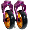 Aluminum Purple Caster Fork Assembly With 4x1 Soft Roll Wheel-Gold Rim
