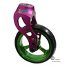 Aluminum Purple Caster Fork Assembly With 4x1 Soft Roll Wheel-Green Rim