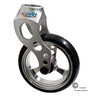Aluminum Silver Caster Fork Assembly With 4x1 Soft Roll Wheel-Silver Rim