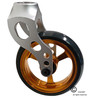 Aluminum Silver Caster Fork Assembly With 4x1 Soft Roll Wheel-Gold Rim