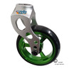Aluminum Silver Caster Fork Assembly With 4x1 Soft Roll Wheel-Green Rim