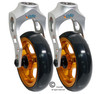 Aluminum Silver Caster Fork Assembly With 4x1 Soft Roll Wheel-Orange Rim