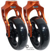 Aluminum Orange Caster Fork Assembly With 4x1 Soft Roll Wheel-Black Rim