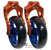 Aluminum Orange Caster Fork Assembly With 4x1 Soft Roll Wheel-Blue Rim