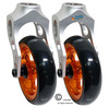 Aluminum Silver Caster Fork Assembly With 5x1 Soft Roll Wheel-Orange Rim