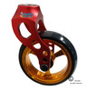 Aluminum Red Caster Fork Assembly With 5x1 Soft Roll Wheel-Gold Rim