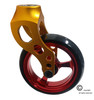 Aluminum Gold Caster Fork Assembly With 5x1 Soft Roll Wheel-Red Rim