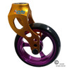 Aluminum Gold Caster Fork Assembly With 5x1 Soft Roll Wheel-Purple Rim