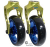Aluminum Green Caster Fork Assembly With 5x1 Soft Roll Wheel- blue Rim