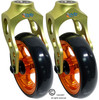Aluminum Green Caster Fork Assembly With 5x1 Soft Roll Wheel- Orange Rim