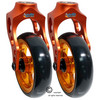 Aluminum Orange Caster Fork Assembly With 5x1 Soft Roll Wheel- Gold  Rim