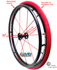 24" SPINERGY 12 SPOKE LX, BLACK HUB/RED SPOKES, 24" x 1" SOLID SHOX TIRES. SET OF 2 24" SPINERGY 12 SPOKE LX, BLACK HUB/RED SPOKES, 24" x 1" SOLID SHOX TIRES. SET OF 2