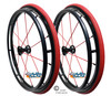 24" SPINERGY 12 SPOKE LX, BLACK HUB/RED SPOKES, 24" x 1" PRIMO RACER PNEUMATIC TIRES. SET OF 2 24" SPINERGY 12 SPOKE LX, BLACK HUB/RED SPOKES, 24" x 1" PRIMO RACER PNEUMATIC TIRES. SET OF 2