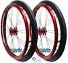 Shivoxx 24"x1" (540) Wheels with Schwalbe RightRun Tires. Red Pushrim, Aluminum/Carbon Hub and 1/2" Bearings