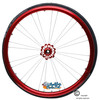 Shivoxx 24"x1" (540) Wheels with Schwalbe Marathon Plus Tires. Red Pushrim, Aluminum/Carbon Hub and 1/2" Bearings