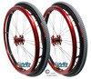 Shivoxx 24"x1" (540) Wheels with Primo Passage Tires. Red Pushrim, Aluminum/Carbon Hub and 1/2" Bearings
