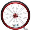 Shivoxx 24"x1 3/8" (540) Wheels with Shox G2 Black Tires. Red Pushrim, Aluminum/Carbon Hub and 1/2" Bearings