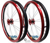 Shivoxx 24" (540) Wheels with Red Pushrim, Aluminum/Carbon Hub and 1/2" Bearings