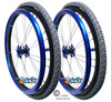 Shivoxx 24"x1 3/8" (540) Wheels with Primo All Terrain Tires. Blue Pushrim, Aluminum/Carbon Hub and 1/2" Bearings