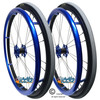 Shivoxx 24"x1" (540) Wheels with Primo V-Trak Grey Tires. Blue Pushrim, Aluminum/Carbon Hub and 1/2" Bearings