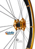 Shivoxx 24"x1" (540) Wheels with Schwalbe RightRun Tires. Gold Pushrim, Aluminum/Carbon Hub and 1/2" Bearings