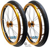 Shivoxx 24"x1" (540) Wheels with Schwalbe RightRun Tires. Gold Pushrim, Aluminum/Carbon Hub and 1/2" Bearings