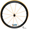 24"x1" Wheel Assembly, 12 Orange Spokes, with Primo V-Trak Orange Tire and Narrow Hub. Set of 2