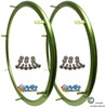 ShivProxiD D-Shape Lime Green Aluminum Pushrim with 6 Mounting TABS. Set of 2