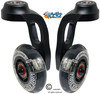 5" SHORT Aluminum Single-Sided Wheelchair Fork Assembly with 3" x 1" LED Wheel. Set of 2