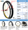 24" (540mm) SPORT Looking Wheel Assembly with SHOX G2 Solid Tire, Aluminum Pushrim & 1/2" Bearings