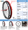 SET of 2,  26"x1 3/8" (590mm) PNEUMATIC ASSEMBLY, 36Spoke Rim, Racer Red TIRE & TUBE. PUSH RIMS