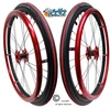 Shivoxx 24"x1" (540) Wheels with Schwalbe RightRun Red Tires. Red Pushrim, Aluminum/Carbon Hub and 1/2" Bearings