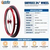 SHIVOXX 24" X 1" (540 Mm) Wheels with Schwalbe RightRun Red Tires. Red Pushrim, Aluminum/Carbon Hub and 1/2" Bearings | Set of 2