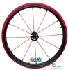 25" SPINERGY 12 SPOKE LX, BLACK HUB/RED SPOKES, 25" x 1" SOLID SHOX TIRES. SET OF 2