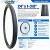 24" x 1-3/8" Dark Gray Round AeroFlex Solid Polyurethane Tire | Set of 2