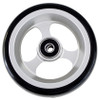 4" X 1 1/2" Aluminum 3 Spoke wheel with Soft Urethane Tire. Comes with 5/16" bearings. Sold as Pair