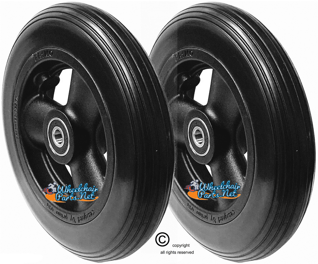 CW112 6 x 1 1/4" Hollow Spoke Caster Wheel Urethane Rib Tire. Sold as Pairs.