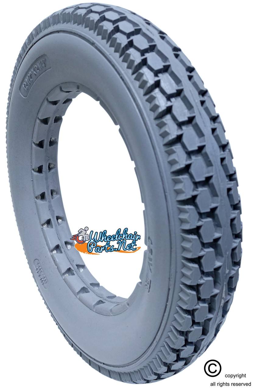 12 1/2" x 2 1/4" Solid Polyurethane Knobby Tire, Light Grey | Sold Individually