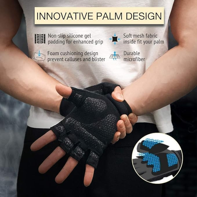 Open Fingered Gloves with Foam Cushion Padding for Men and Women. Sold as Pair