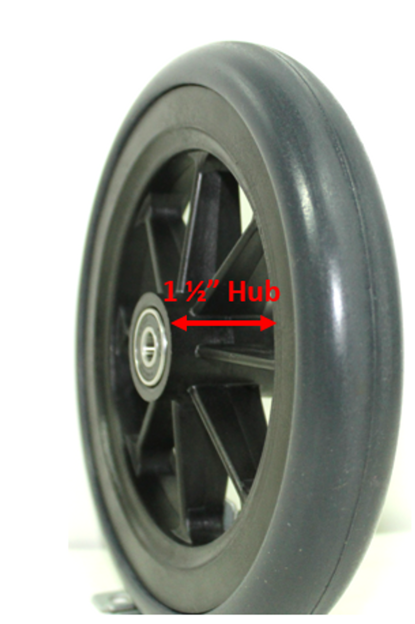 CW145 - 7" x 1" Front caster wheel with 5/16" bearings and 1 1/2" hub length. Sold as Pair