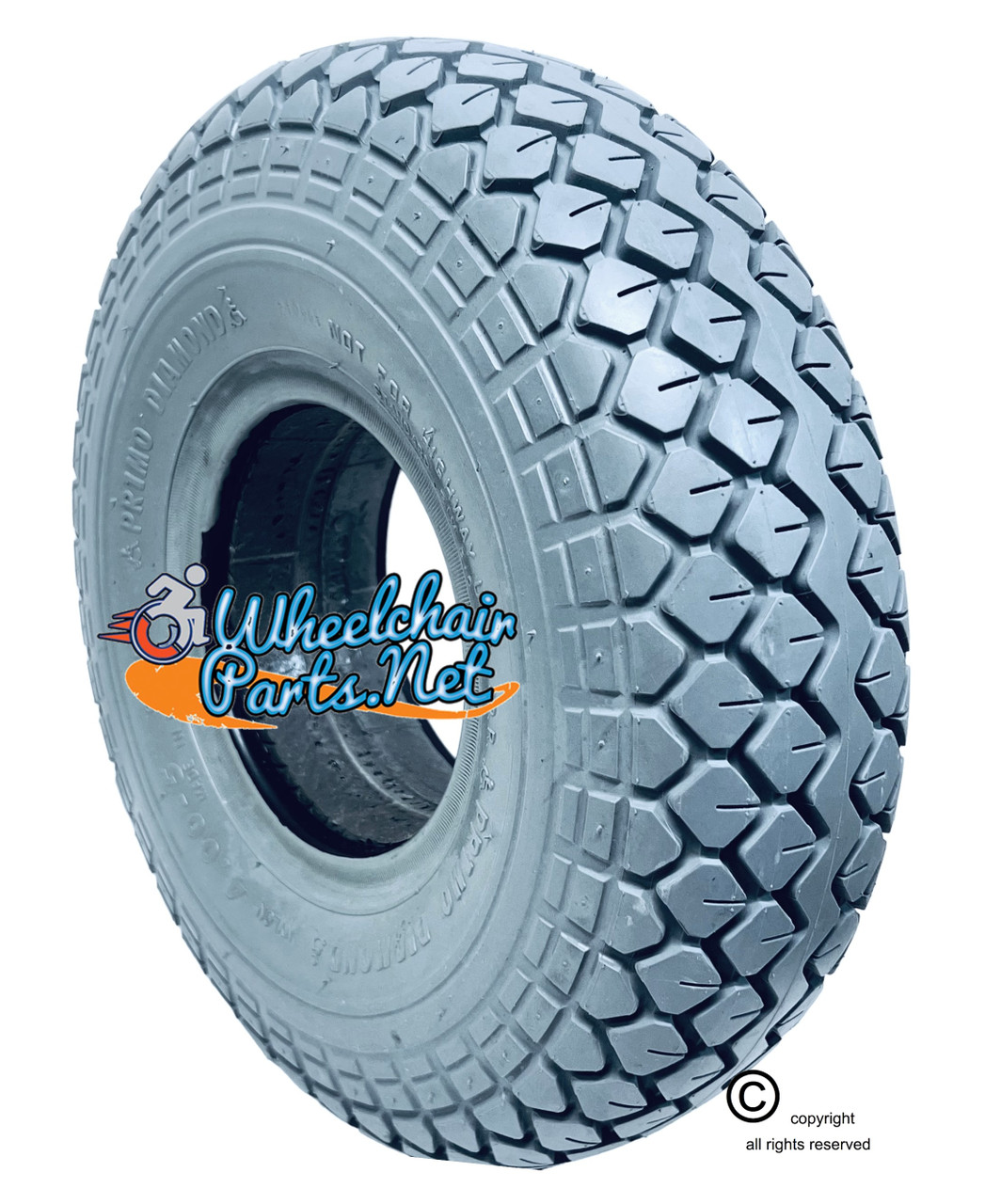 F078 - 4.00-5 (330-100) (12 1/4 x 4") KNOBBY FOAM FILL TIRE. Fits Most