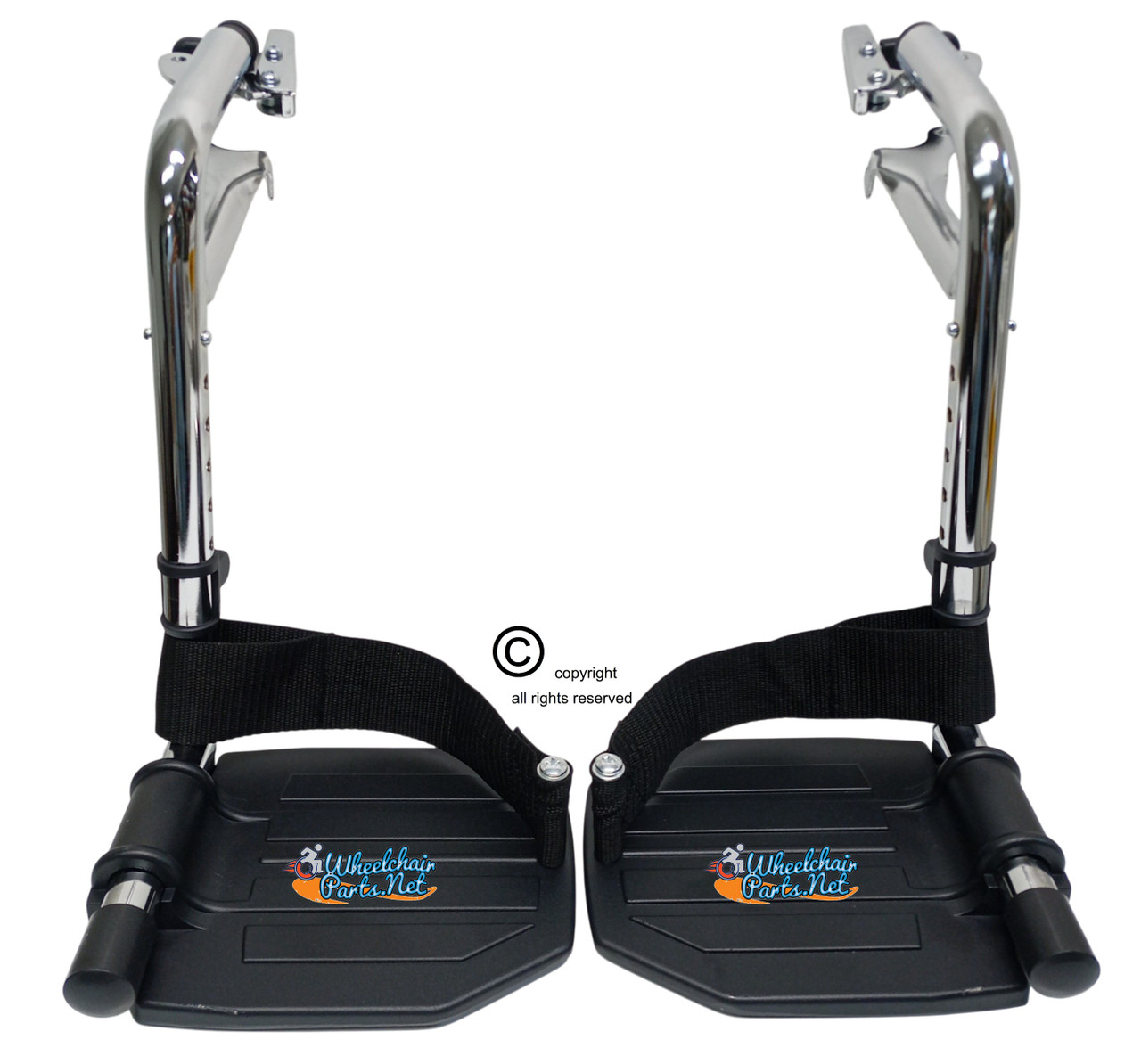 Universal Set Of Footrest With Hemi Pin 1 3/8" & HD Aluminum Footplate. Sold as Pair