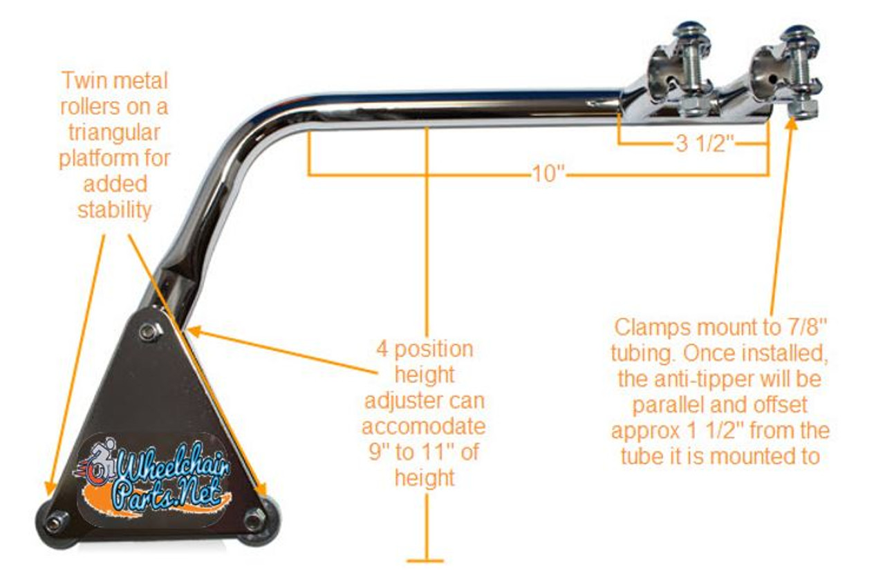 AT310- ANTI-TIPPERS FRONT -ROLLER TYPE CLAMP TYPE FITS MOST 7/8" TUBING-  SOLD AS PAIRS