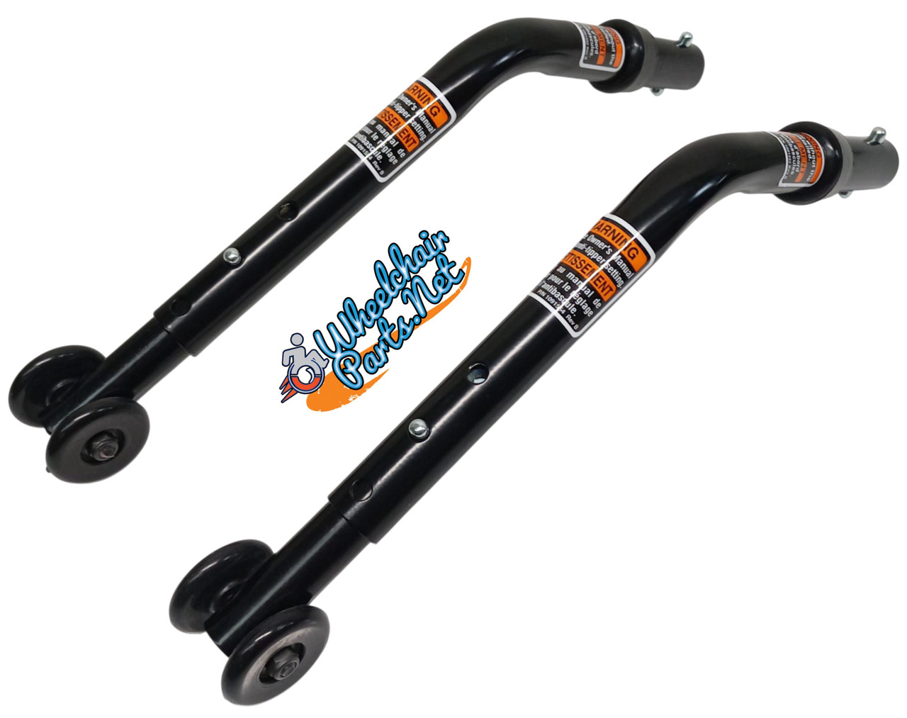 Invacare Anti-Tipper, Rear, Button-Lock, For 1 Inch Tubing, Black