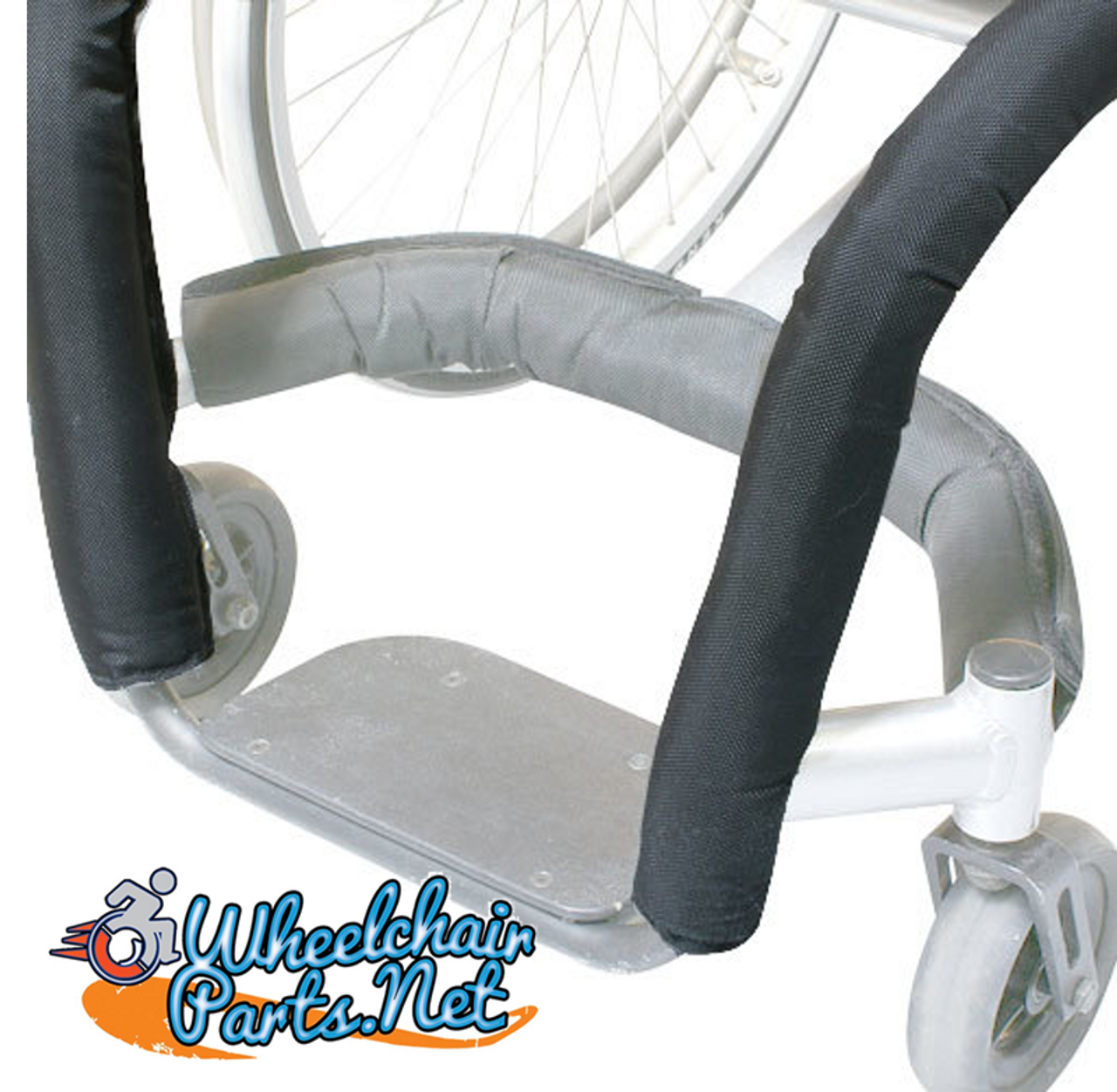 8" Front Tube Wheelchair Impact Guard With Open Section For Cross Bar