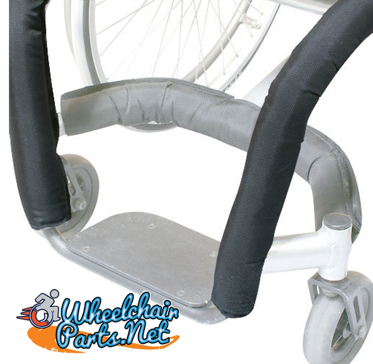 12" Front Tube Wheelchair Impact Guard With Open  Section For Cross Bar